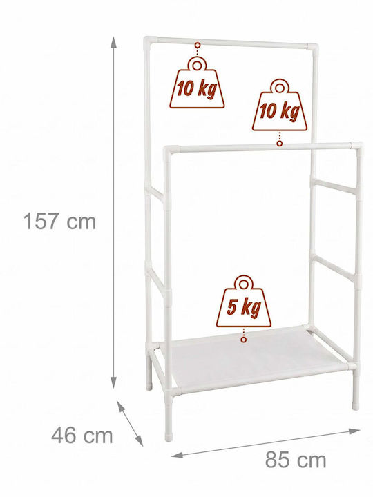 Relaxdays White Metal Floor Clothes Rack 85x46x157cm