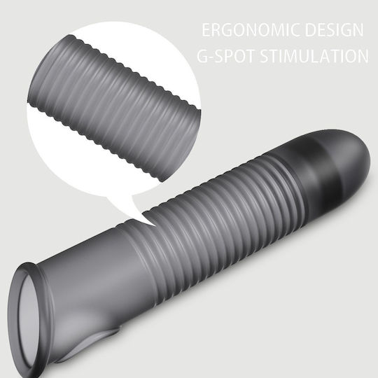 Elastische Silikon-Penishülle mit Rippen Flexible Ribbed Silicone Penis Sleeve 17,6 cm Schwarz