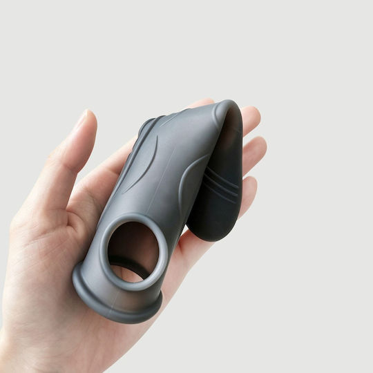 Elastische Penis-Silikonhülle Mit Erhabenen Adern Liquid Silicone Veined Penis Sleeve 15,7 Cm Schwarz