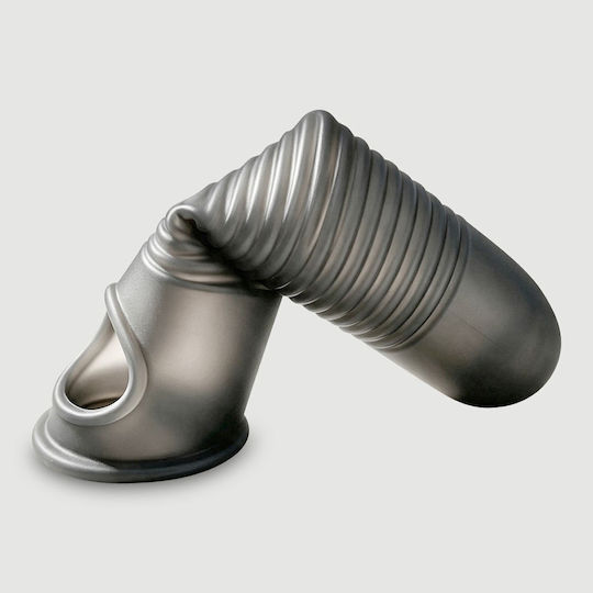 Elastische Silikon-Penishülle mit Rippen Flexible Ribbed Silicone Penis Sleeve 17,6 cm Schwarz
