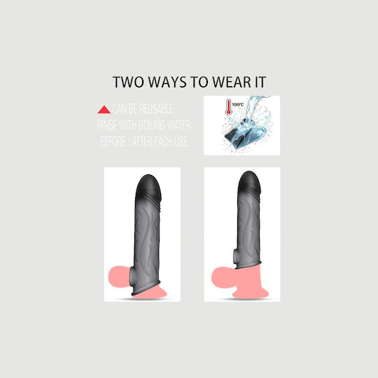 Elastische Penis-Silikonhülle Mit Erhabenen Adern Liquid Silicone Veined Penis Sleeve 15,7 Cm Schwarz