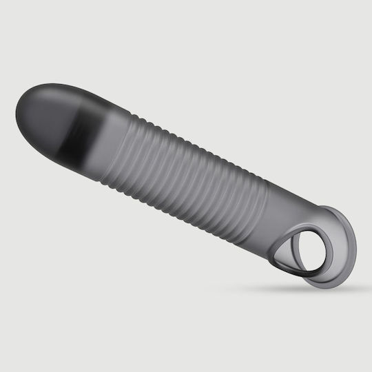 Elastische Silikon-Penishülle mit Rippen Flexible Ribbed Silicone Penis Sleeve 17,6 cm Schwarz
