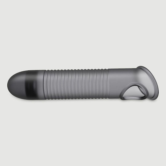 Elastische Silikon-Penishülle mit Rippen Flexible Ribbed Silicone Penis Sleeve 17,6 cm Schwarz