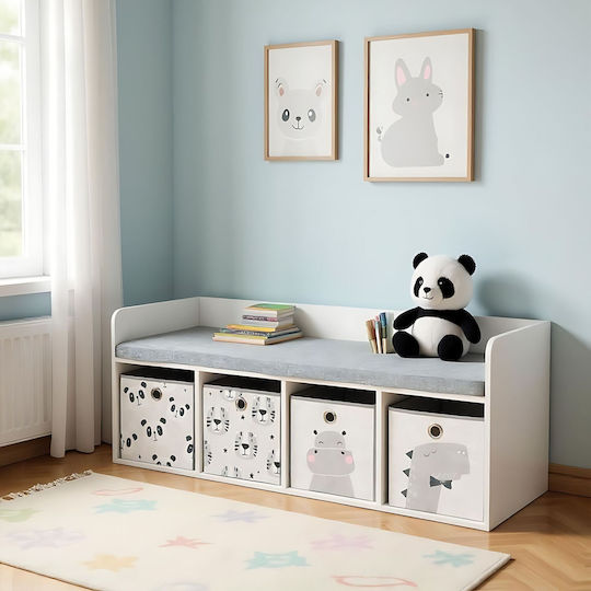 Relaxdays Система за съхранение на играчки от плат, бяла, 54x32 см