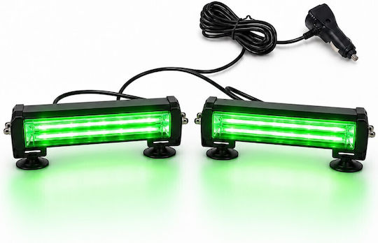 Professional Double Windshield Car Beacon Green Strobe Signal 12/24V 56 Ultracob LED 14000lm Tc-621