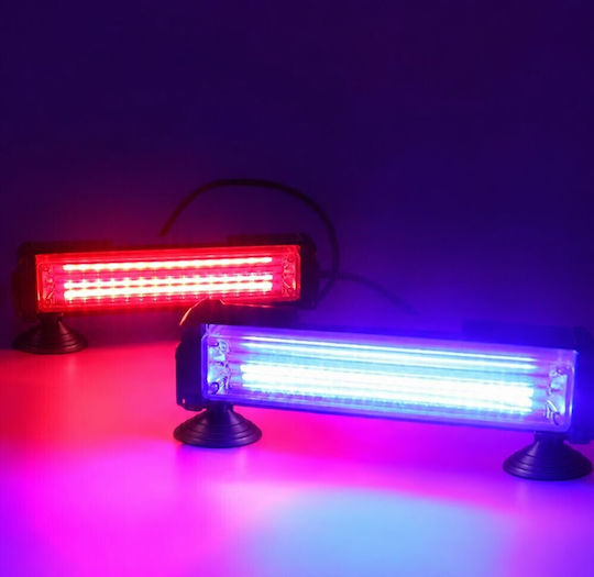 Professional Dual Windshield Car Beacon Red-Blue Strobe Signal Light 12/24V 56 Ultracob LED 14000lm Tc-619