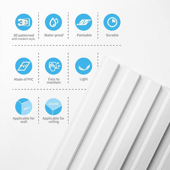 3D Wall Panels Made of PVC Adhesive / with Glue Decorative White 50x50cm 12 Pieces