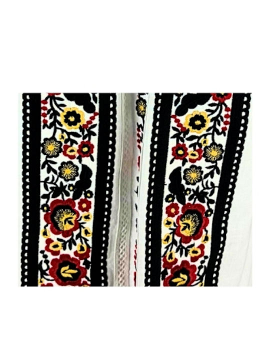 Bluză Damă din Bumbac White/Dark Black