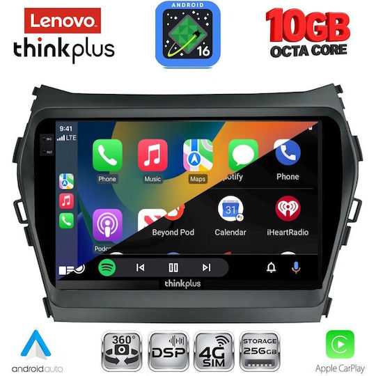 Lenovo Auto-Audiosystem für BMW X2 / X6 und Hyundai iX45 / Santa Fe 2013–2017 (Bluetooth/USB/WiFi/GPS/Apple CarPlay/Android Auto) mit 9" Touchscreen