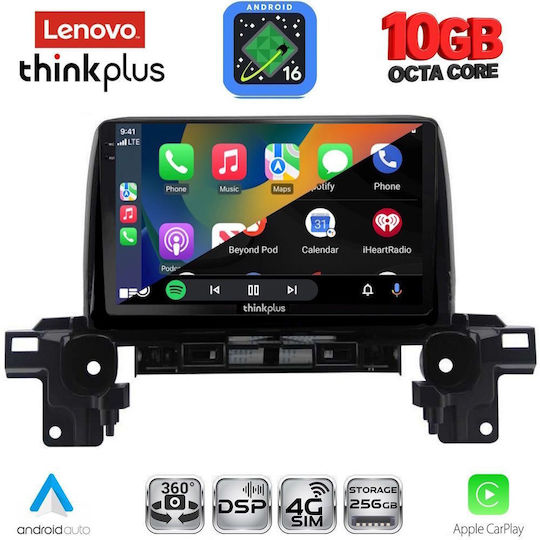 Lenovo Auto-Audiosystem für BMW X2 / X6 Mazda CX-5 2017–2025 (Bluetooth/USB/WiFi/GPS/Apple-CarPlay/Android-Auto) mit 9" Touchscreen