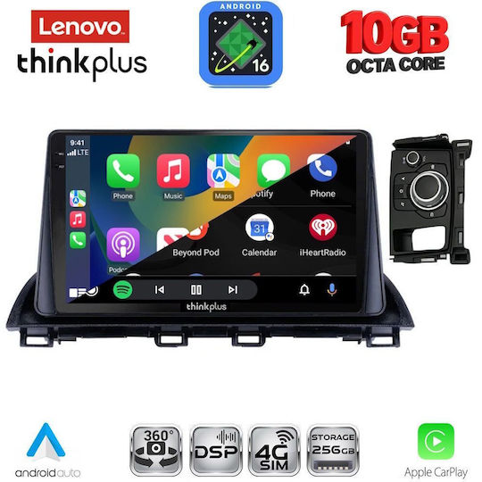 Lenovo Auto-Audiosystem für BMW X2 / X6 Mazda CX-4 2016–2025 (Bluetooth/USB/WiFi/GPS/Apple CarPlay/Android Auto) mit 9-Zoll-Touchscreen