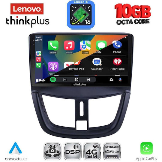 Lenovo Auto-Audiosystem für Peugeot 207 BMW X2 / X6 2007-2020 (Bluetooth/USB/WiFi/GPS/Apple-CarPlay/Android-Auto) mit 9-Zoll-Touchscreen