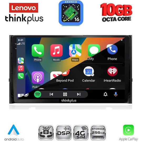 Lenovo Auto-Audiosystem für BMW X2 / X6 Skoda Karoq / Kodiaq 2016–2024 (Bluetooth/USB/WiFi/GPS/Apple-CarPlay/Android-Auto) mit 10" Touchscreen