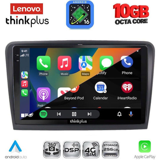 Lenovo Auto-Audiosystem für BMW X2 / X6 und Skoda Superb 2008–2015 (Bluetooth/USB/WiFi/GPS/Apple CarPlay/Android Auto) mit 10" Touchscreen