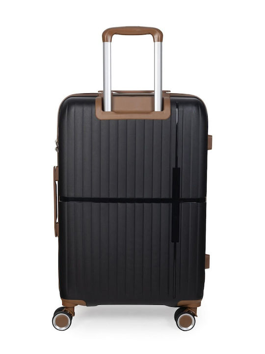 Newcom Hard Black Suitcases with Maximum Height 67 cm and 4 Wheels Set of 2 Pcs