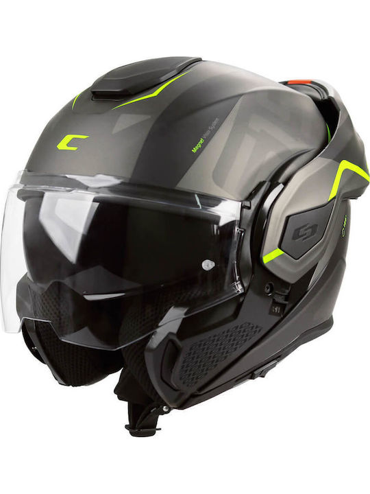 CGM Verso Race 515S Flip-Up με Sun Visor ECE 22.06 Black / Yellow Fluo Matt