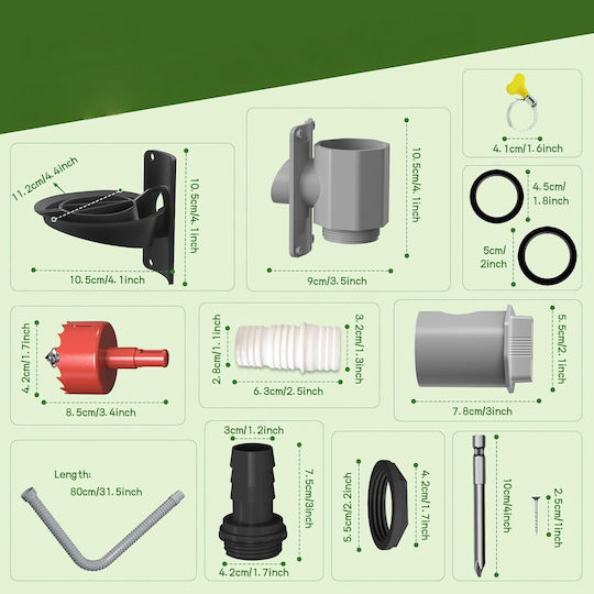 Rainwater Gutter Collector 70-100mm Set Durable 1m Hose