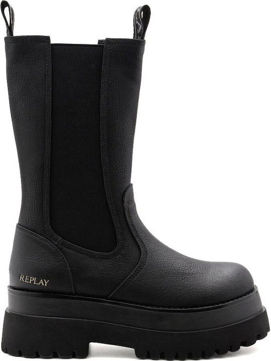 Damen Chelsea-Stiefeletten mit Mittelhohem Absatz Schwarz