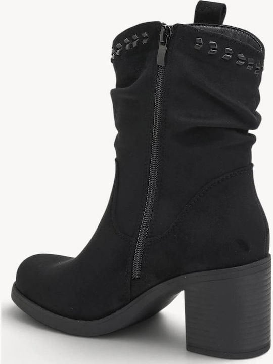 Schwarze Wildleder-Stiefeletten im Slouch-Stil mit Metallischen Details