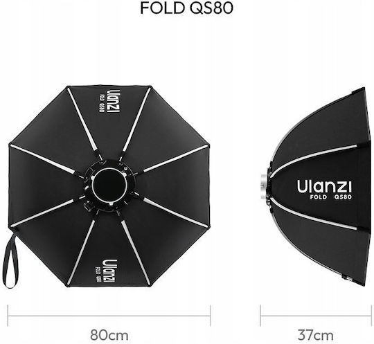 Ulanzi Qs80 Softbox Octogonal 80 cm cu Grilă, Montură Bowens, Eliberare Rapidă