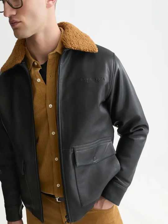 Schwarze Lederjacke