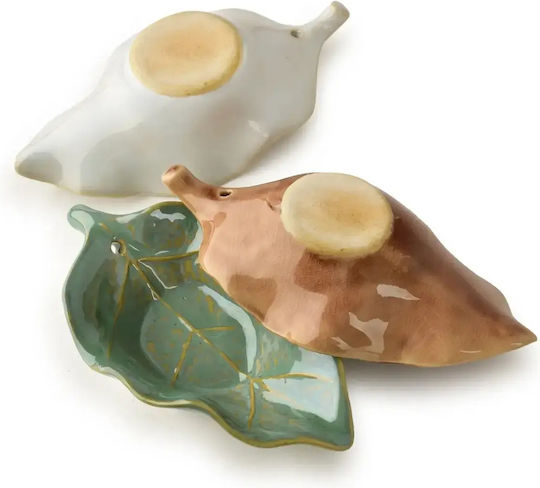 Keramikhalter für Duftstäbchen Leaf Weiß 14 x 8 x 4 cm