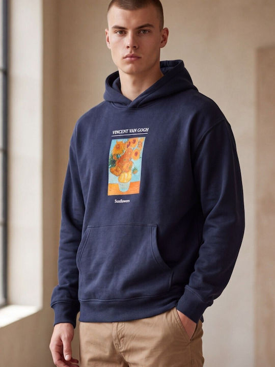 Sun Flowers Hooded Sweatshirt Blue