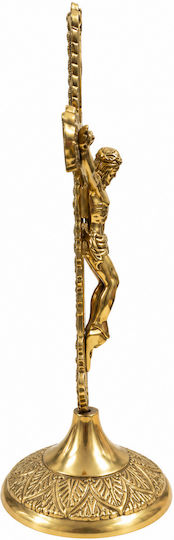 Tabletop Brass Crucifix in Mother-of-Pearl 27cm Standing Crucifix