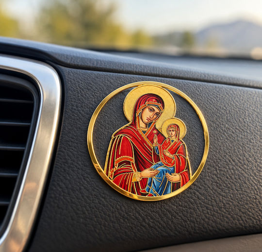 Metal Icon of Saint Anne and the Virgin Mary Self-Adhesive Gold 5.1 Cm Saint Anne Virgin Mary Icon