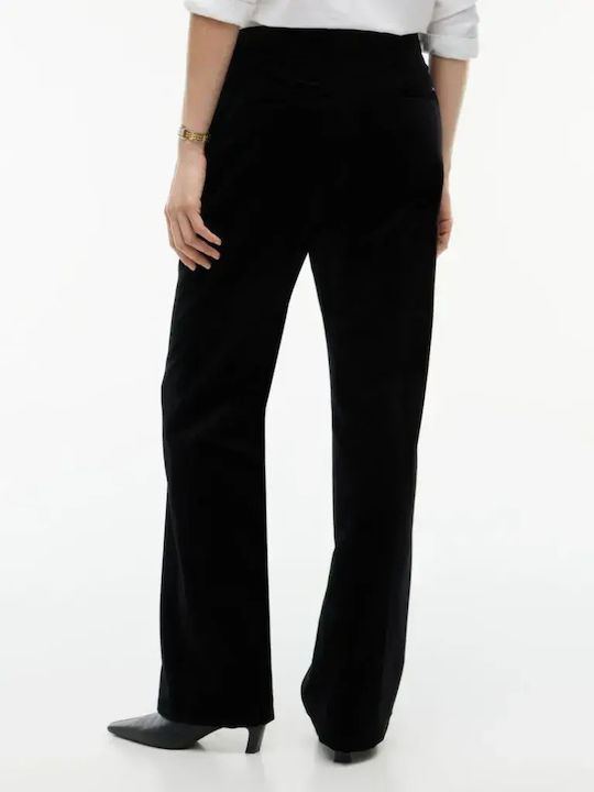 Women's Velvet Trousers in Slim Fit Black