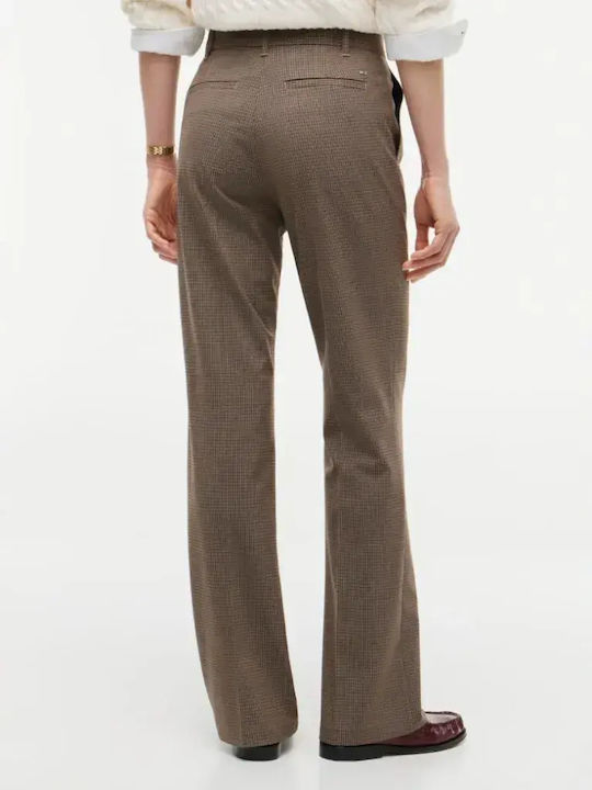Women's Beige Fabric Trousers in Slim Fit