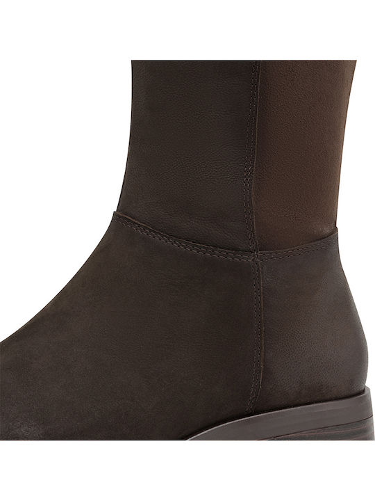 Leather Women's Mid-Heel Boots Brown