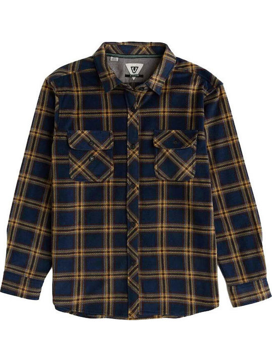 Langärmeliges kariertes Flanellhemd Dark Naval