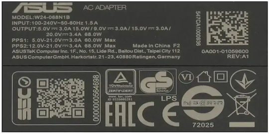 Original Asus 20v 3.4a 68w Usb-c Charger