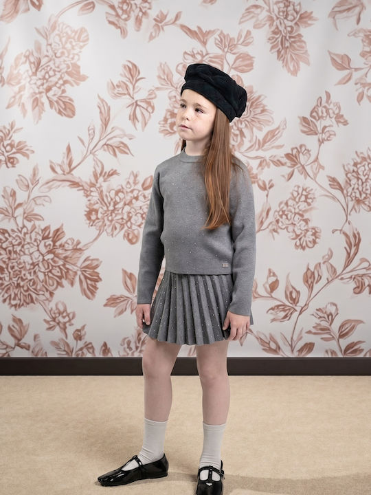 Детски комплект с пола, зимен, 2 части, сив