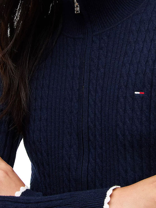 Women's Knitted Zip-Up Cardigan Blue