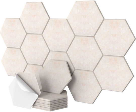 Panouri Acustice Hexagonale Relaxdays, Autoadezive, Bej, 30 × 26 × 0,9 Cm, Poliester — Set cu Număr Nespecificat De Bucăți