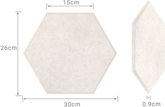 Panouri Acustice Hexagonale Relaxdays, Autoadezive, Bej, 30 × 26 × 0,9 Cm, Poliester — Set cu Număr Nespecificat De Bucăți