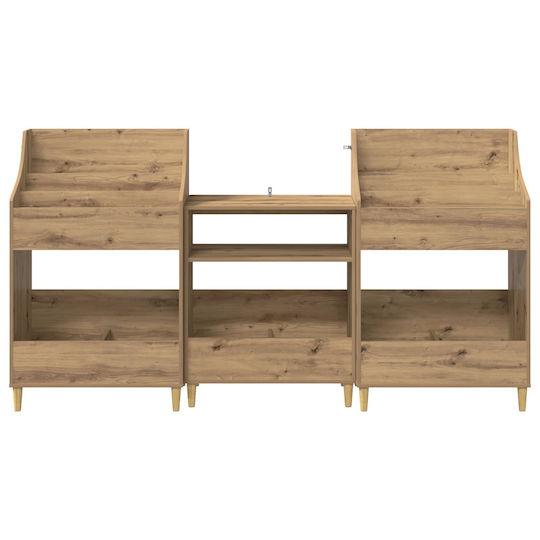 Set de Rafturi pentru Mediile de Stocare, 3 Buc., Stejar Artisan, 212 x 46 x 112 cm, 3434658, Maro