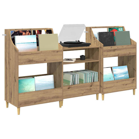 Set de Rafturi pentru Mediile de Stocare, 3 Buc., Stejar Artisan, 212 x 46 x 112 cm, 3434658, Maro