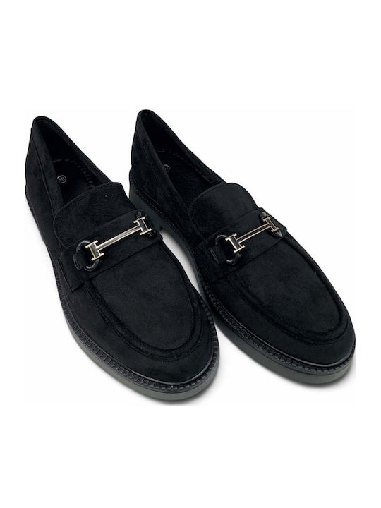 Suede Women's Loafers in Black