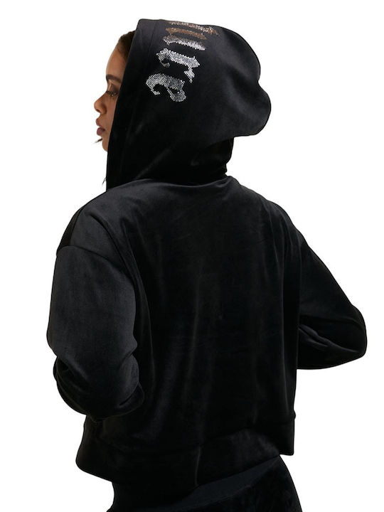 Juicy Couture Gothic Iccle Women's Hooded Sweatshirt Cardigan Black