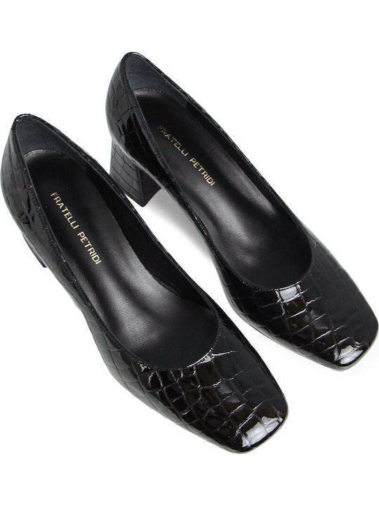 Leather Mid-Heel Pumps Black