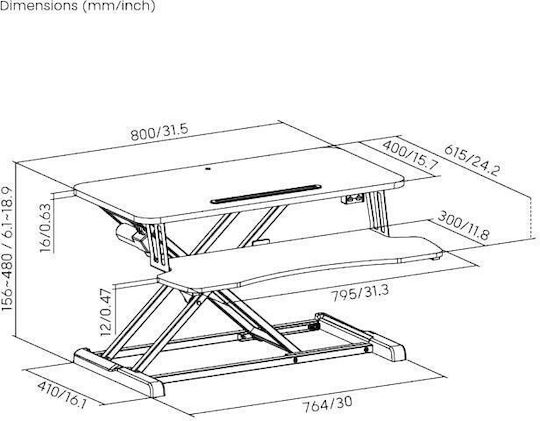 Brateck Dws15-01e Electric Sit Stand Workstation Max Height 48cm