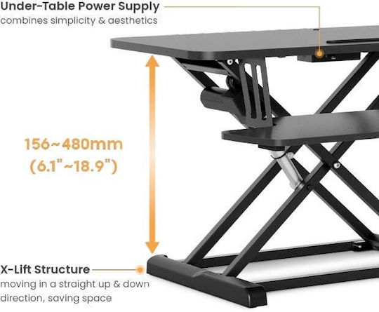 Brateck Dws15-01e Electric Sit Stand Workstation Max Height 48cm