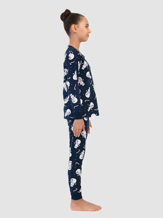 Vienetta Secret Pijama de Iarnă din Bumbac pentru Copii, Albastră Vienetta Secret Pijama de Iarnă din Bumbac pentru Copii, Albastră