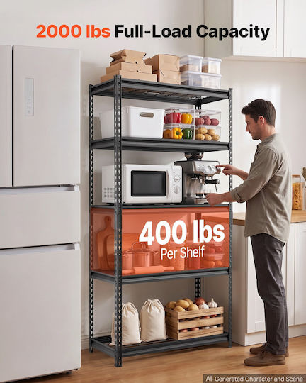 Vevor Dexion Shelving Unit 92.3x41.5x181 cm with 5 Shelves and a Total Load Capacity of 905 kg