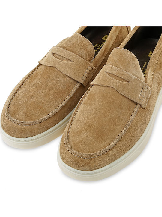 Leather Men's Loafers in Beige