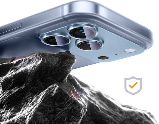 Avizar протектор за камера Avizar iPhone 18 Pro Max от закалено стъкло с титаниева рамка в светлосиньо