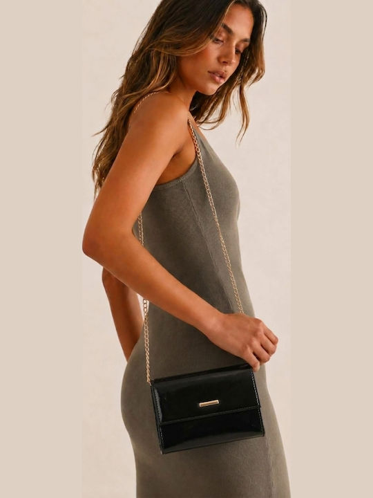 Damen-Clutch Schwarz-Lackleder